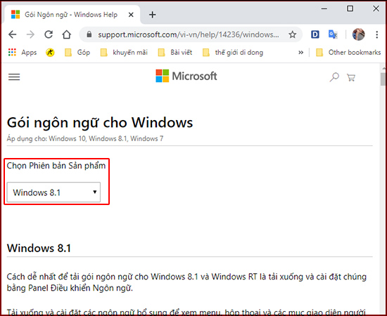 Chọn phiên bản sản phẩm.